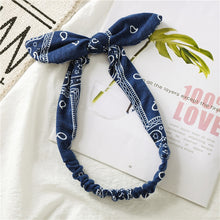 Load image into Gallery viewer, New Fashion Printing Rabbit Ear Knotted Elastic Hair Band Wide Girl Woman Hair Band Headband Hair Accessories Headdress