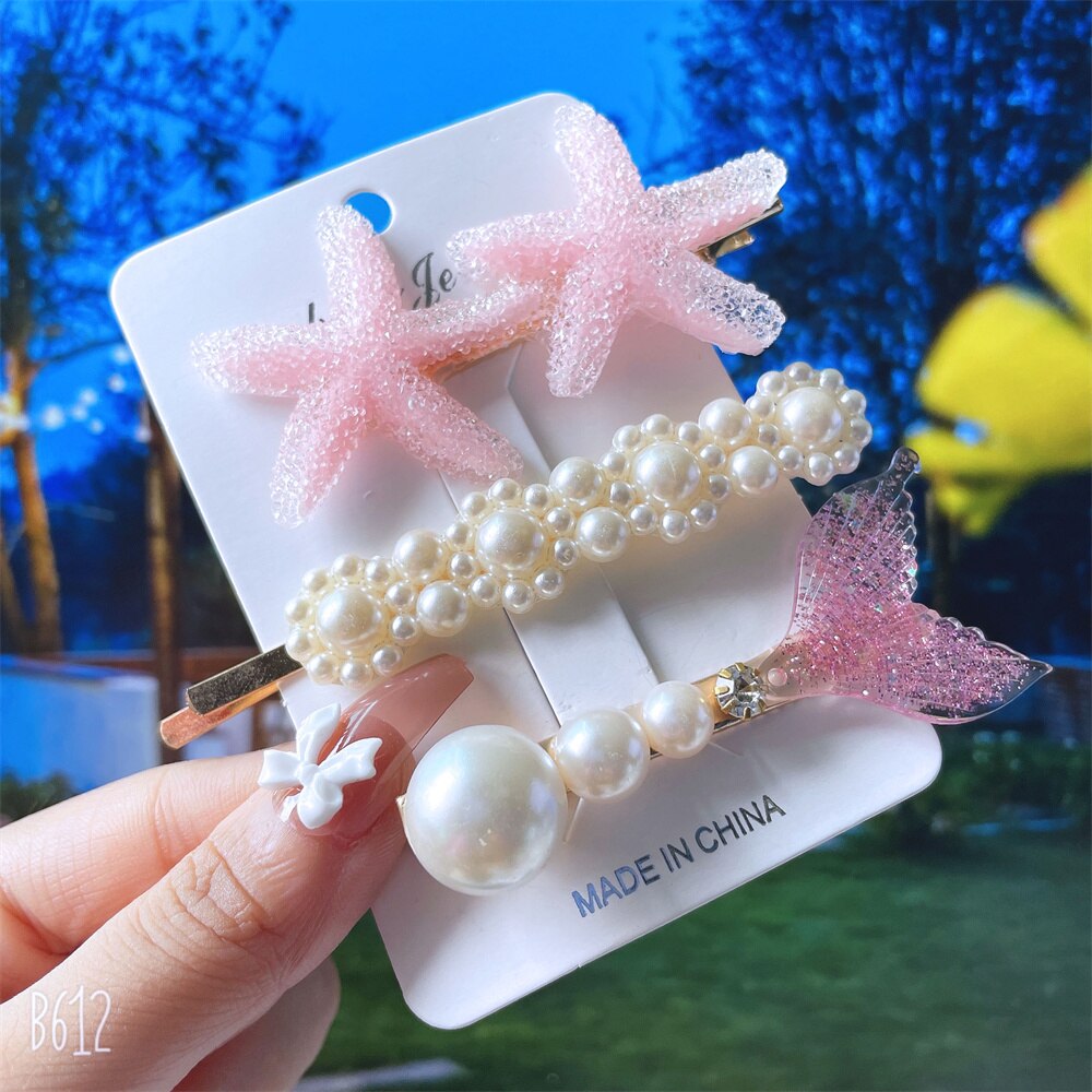 Korean Pearl Hair Clips Set for Women Fashion Acrylic Geometric Barrette for Hair Pins Girl Flower Bow Hair Accessories 2022 New