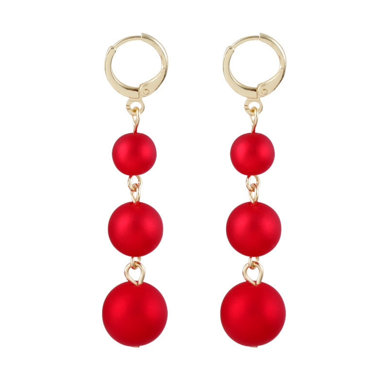 Red Color Drop Earrings for Women Summer Korean Flower Heart Leaf Earrings Sweet Wedding Party Jewelry Valentine&#39;s Day Girl Gift