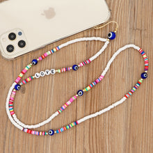 Load image into Gallery viewer, Handmade Cell Phone Chains Evil Eye Pendants For Mobile Strap Clay Beads Necklace Telephone Jewelry Long Neck Chain Lanyard цепо