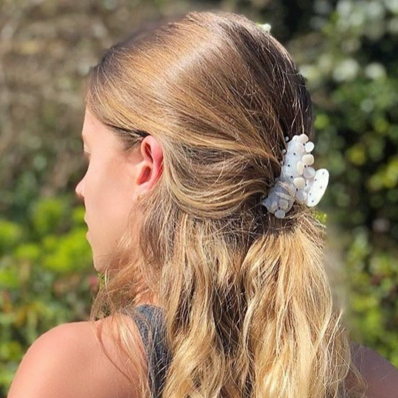 HANGZHI INES New French Vintage Flower Zircon Acetate Hair Clip Shark Grab Hairpin Fashion Hair Accessories for Women Girls 2022