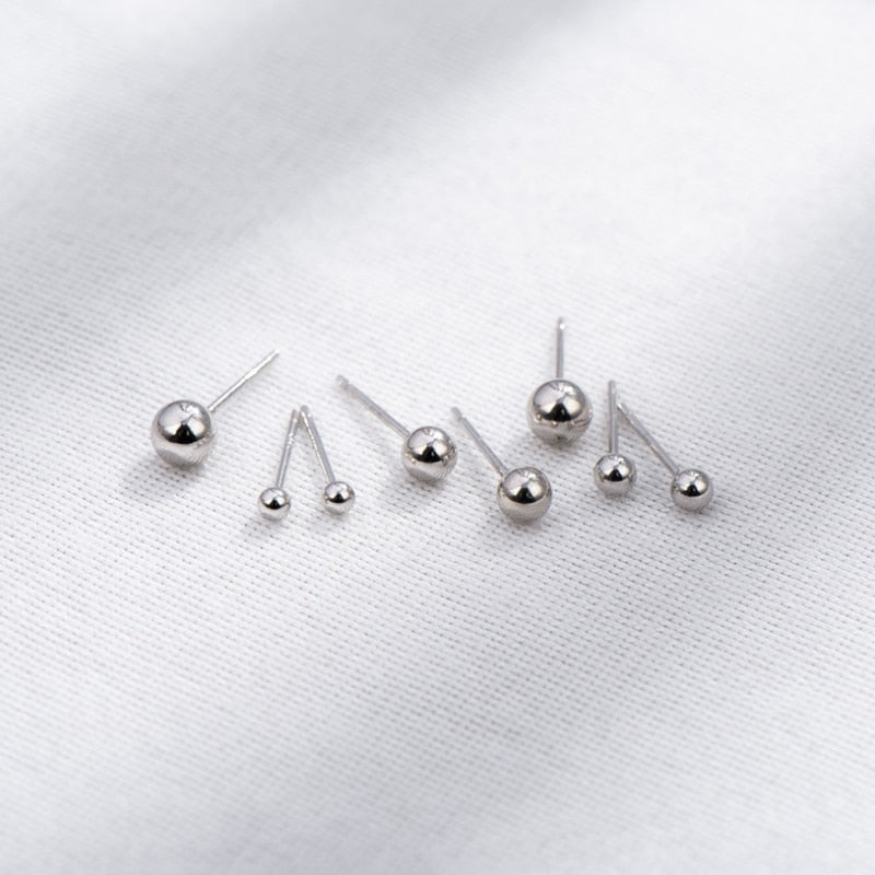 925 Sterling Silver Earrings For Women/Men Small Hoop Ball Earrings Ear Bone aros Tiny Ear Nose Ring Girl aretes ear hoops