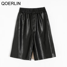 Load image into Gallery viewer, Graduation Gifts S-3XL Autumn PU Leather Shorts Women&#39;s Casual High Waist Wide Leg Half Trousers Korean Outerwear Loose Straight Shorts