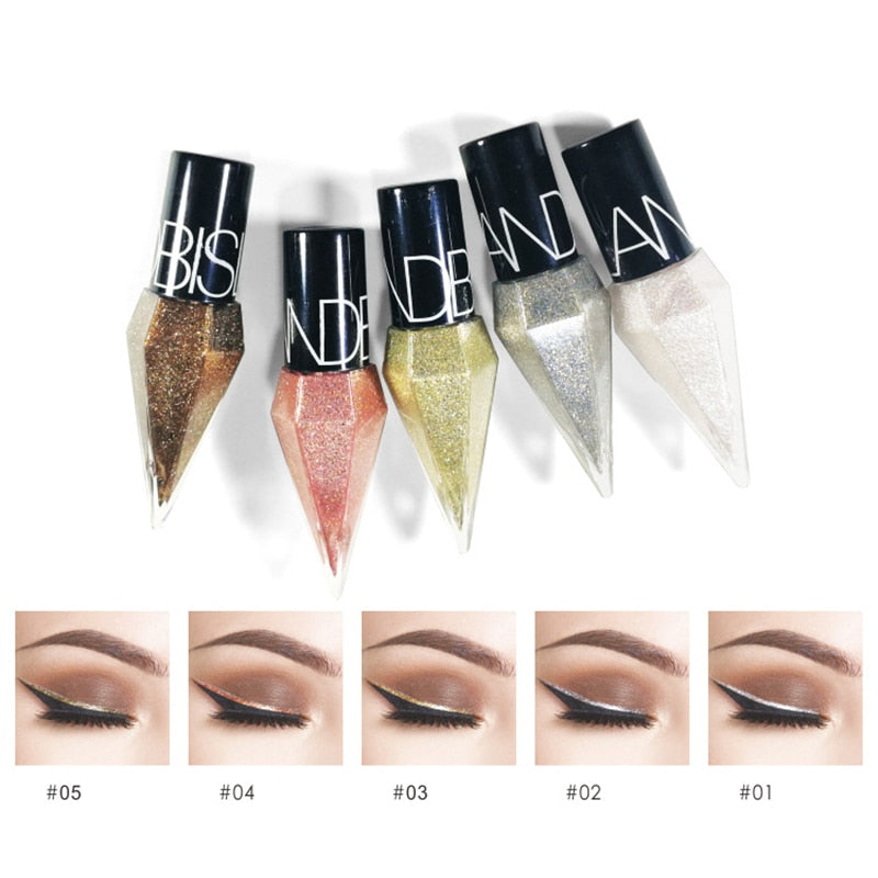 New Professional Shiny Eye Liners Cosmetics for Women Pigment Silver Rose Gold Color Liquid Glitter Eyeliner Cheap Makeup