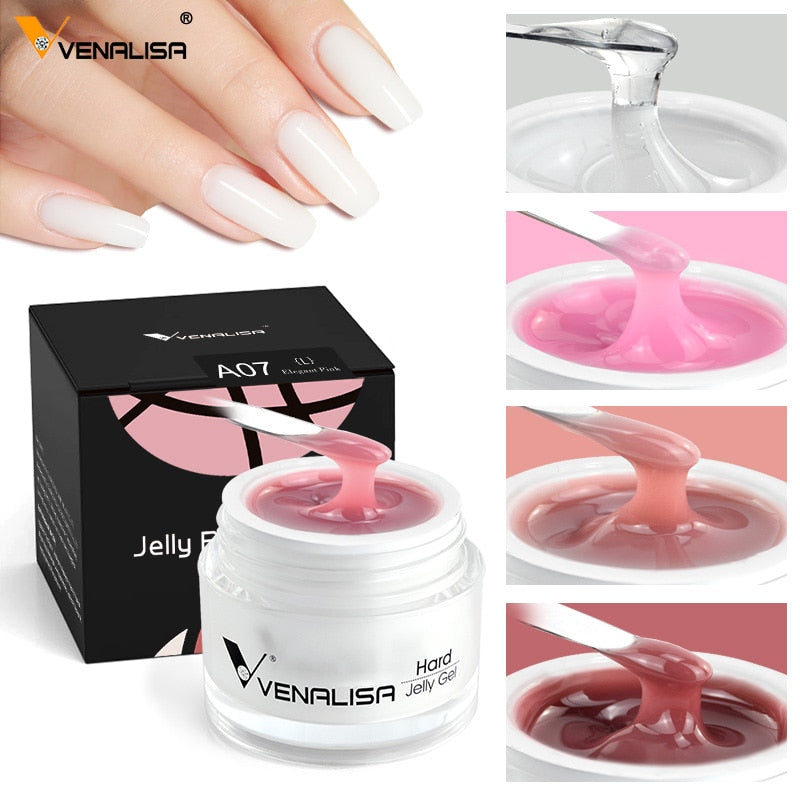 15ml Venalisa Jelly Extension Nail UV Construction Gel French Glitter Poly Nail Gel Clear Natural Camouflage Color Fibre Varnish