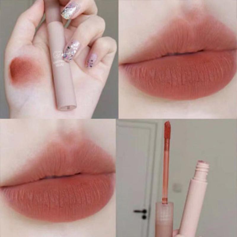 Chestnut Velvet Matte Lipstick Liquid Lip Gloss Waterproof Long Lasting Nude Lip Stick Women Red Lip Tint Beauty Cosmetic TSLM2