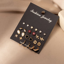 Load image into Gallery viewer, Women&#39;s Earrings Set Retro Korean Geometric Stud Earrings for Women Korean Gold Small Metal Pearl Earring 2022 Trend Jewelry
