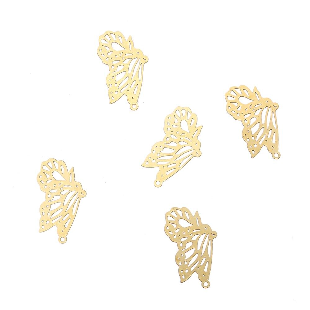 10pcs Butterfly Wings DIY copper hollow leaves craft metal charm for DIY vintage necklace earring pins accessories