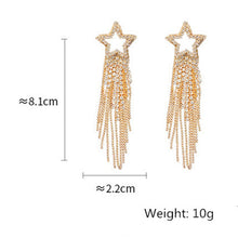 Load image into Gallery viewer, FYUAN Fashion Long Tassel Crystal Earrings for Women 2022 Bijoux Luxury Shiny Gold Color Star Dangle Earrings Jewelry Gifts