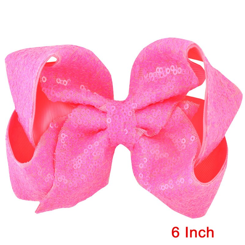 Lovely 8 inch/6 Inch Children Girls Rainbow Large Big Hair Bow Sequins Hair Accessories Women Shining Alligator Party Hair Clips