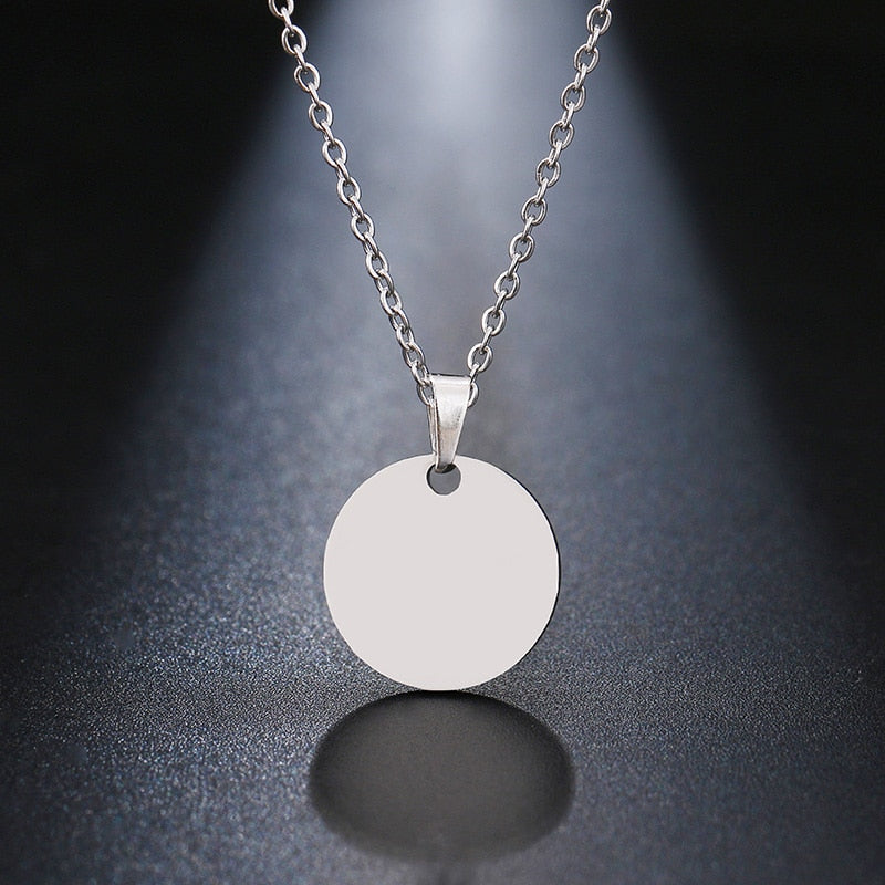 DOTIFI Stainless Steel Necklace Round Circle Pendant For Women Elegant Clavicle Rose Gol dNecklace Wedding Jewelry Wholesale