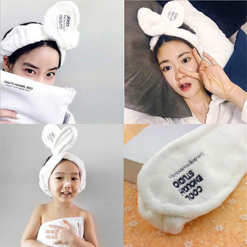 TwistTurban Headwear Velvet Rabbit Ears Headband Soft Towel Hair Band Wrap Headband For Bath Spa Make Up Women Girls Accessories