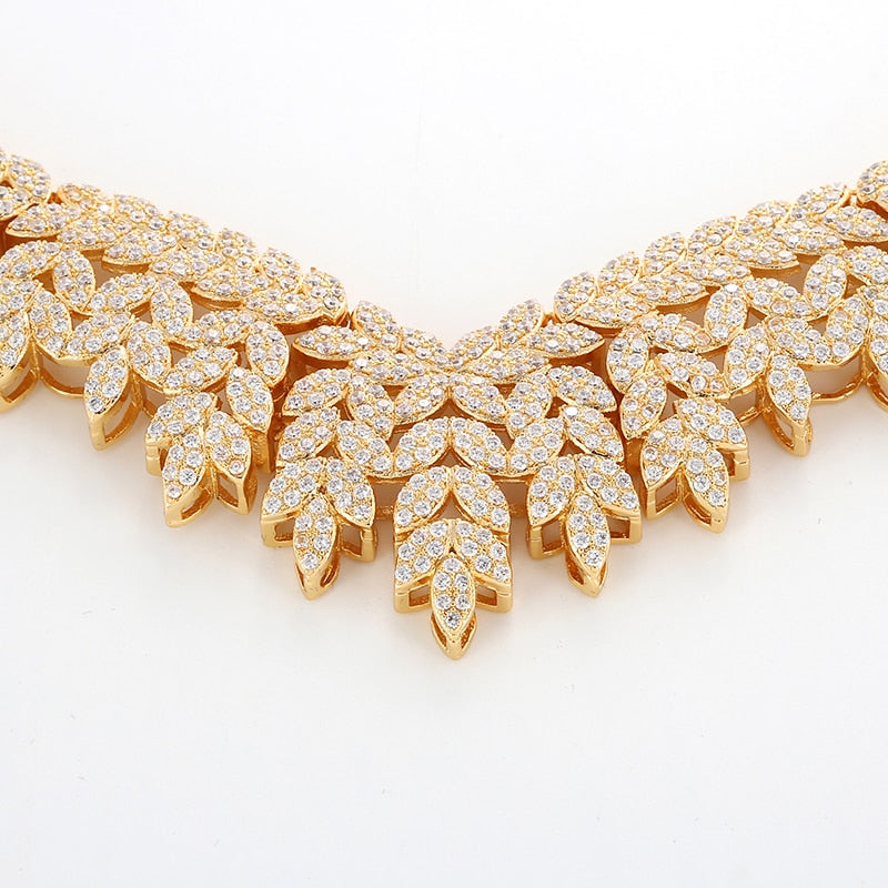 Hadiyana Trendy Noble Micro Pave Cubic Zirconia Dubai Jewelry Sets Latest Luxury Bridal Wedding Jewelry Set For Women TZ8025