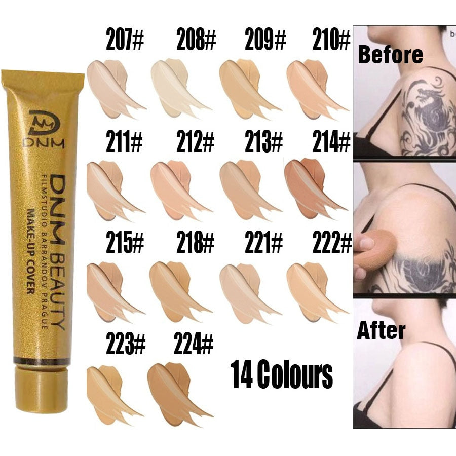Full Skin Concealer Foundation Cream Face Professional Blemish Cover Dark Spot Tattoo Contour Makeup Liquid Concealer Cosmetic