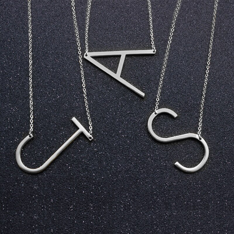 Fast Shipping SilverColor 26 Letter Stainless Steel Alphabet Pendant Necklace Free combination Initial Charm Women Jewelry