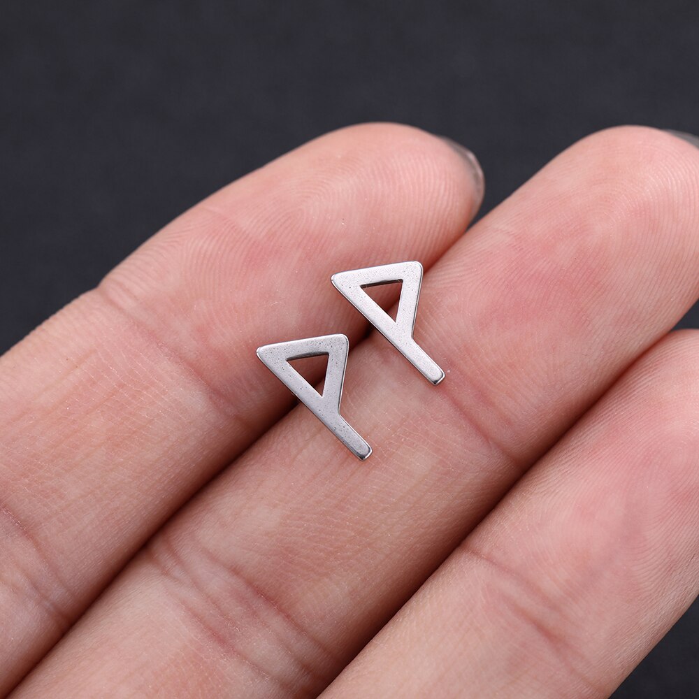 Skyrim Nordic Runes Letter Earring Viking Amulet Women Stainless Steel Girls Earrings Stud Jewelry Fehu Gebo Ansuz Isa Ehwaz