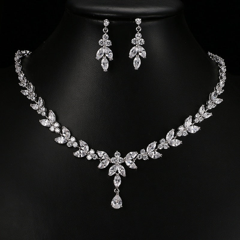 Emmaya Exquisite Jewelry Sets For Women Wedding Party Jewelry Accessories Cubic Zircon Stud Earrings &amp; Necklace Gift