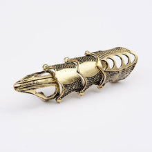 Load image into Gallery viewer, docona Punk knight Skull Armour Knuckle Midi Finger Rings for Women Gothic Gold Alloy Adjustable Ring Party Jewelry