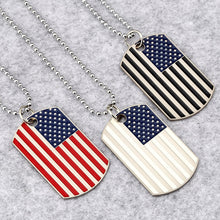 Load image into Gallery viewer, Hip Hop American flag Pendant Necklaces Men&#39;s Army Military card Charm beaded chain Necklace For women Fashion Jewelry