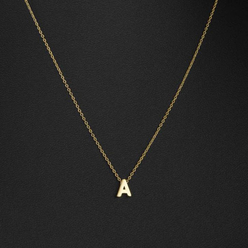 Fashion Gold Chain Initial Charms Necklace Pendant Metal Letters For Jewelry Cut Letters Single Name Necklaces