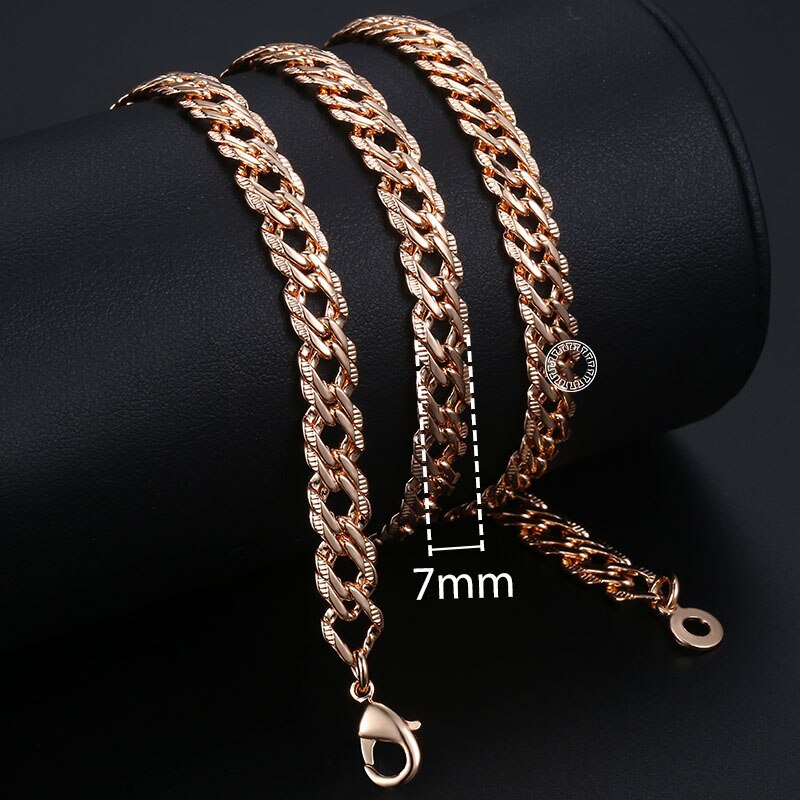 Trendsmax Necklaces for Women Men 585 Rose Gold Venitian Curb Link Chain Necklace 45cm 55cm 60cm Fashion Jewelry KGN453