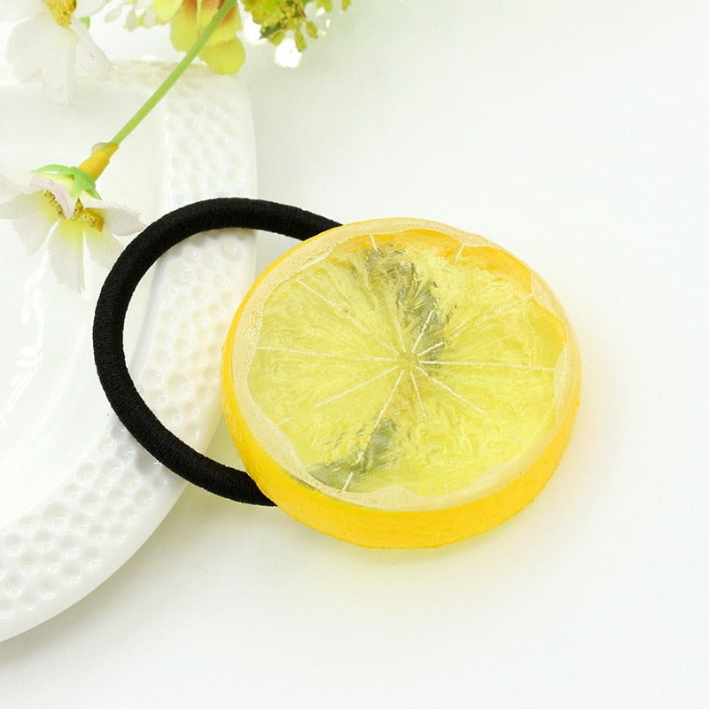 New Summer Style Many Patterns Fruits Slice Hair Accessories Clip Kids Women Elastic Hair Bands Ponytail Holder Gum Headwear