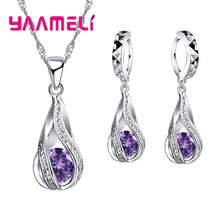 Load image into Gallery viewer, Hot Water Drop CZ YAAMELI Jewelry Set For Women Pendant Necklace Hoop Earrings Wedding Party Ceremoey Anel
