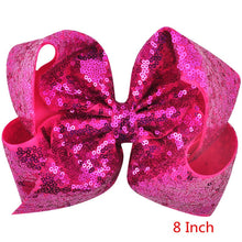 Load image into Gallery viewer, Lovely 8 inch/6 Inch Children Girls Rainbow Large Big Hair Bow Sequins Hair Accessories Women Shining Alligator Party Hair Clips