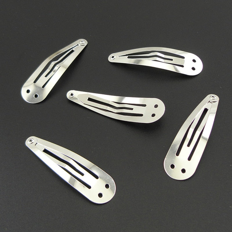 10PCS 5.0cm two hole metal snap clips for kids DIY hair bows accessories Plain hairpins eco-friendly items nickle free,lead free