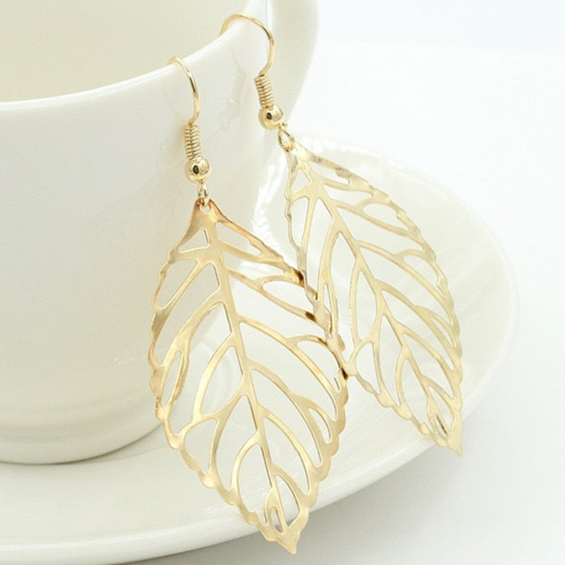 Brincos Dangle Vintage Bohemia Long Big Hollow Leaf Drop Earrings For Women Wedding Jewelry Gift Accessories Pendientes