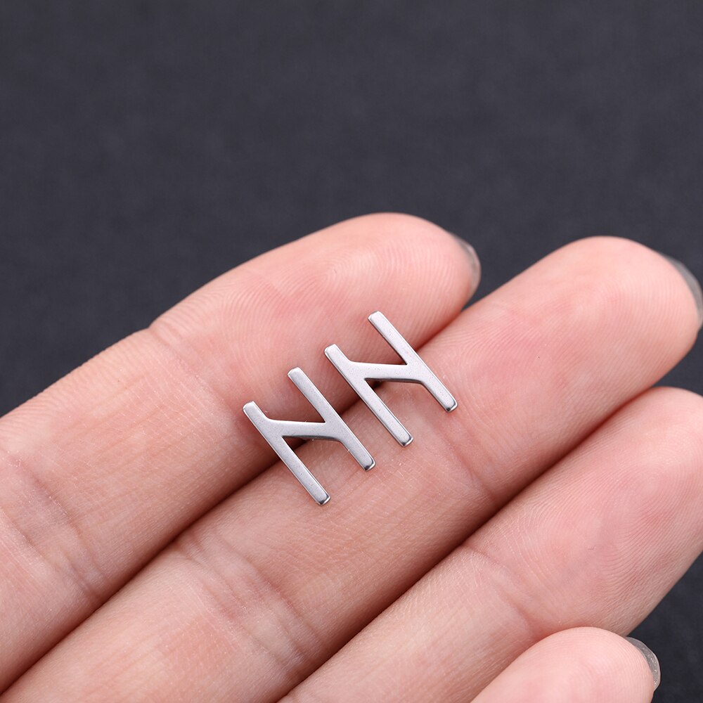 Skyrim Nordic Runes Letter Earring Viking Amulet Women Stainless Steel Girls Earrings Stud Jewelry Fehu Gebo Ansuz Isa Ehwaz