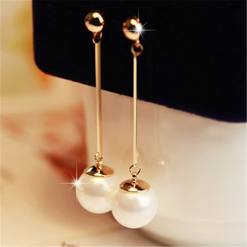 Long Tassel Simulated Pearl Drop Earrings for Women Gift Bijoux Korean jewelry OL Gold Color Pendientes boucle d&#39;oreille
