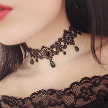 Load image into Gallery viewer, 2022 fashion Gothic Victorian Crystal Tassel Tattoo Choker Necklace Black Lace Choker Collar Vintage Women Wedding Jewelry
