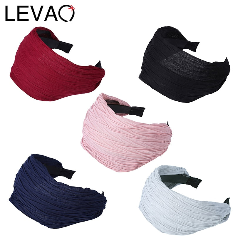 LEVAO New Fashion Wide Side Women&#39;s Hair Band Women Solid Color Headband Girls Hair Accessories Teeth Nonslip Hair Loop For Lady