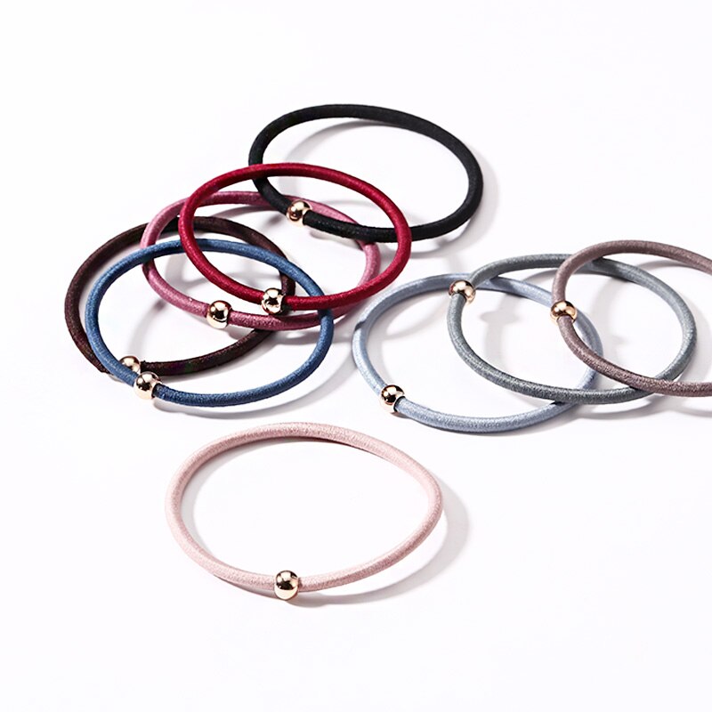 New 9PCS/Lot Women Basic Colorful Golden Ball Elastic Hair Bands Ponytail Holder Lady Rubber Bands Tie Gum For Hair Accessories