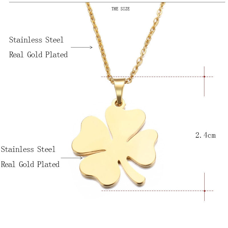 DOTIFI Stainless Steel Necklace For Women Man Lover&#39;s Clover Gold And Silver Color Pendant Necklace Engagement Jewelry