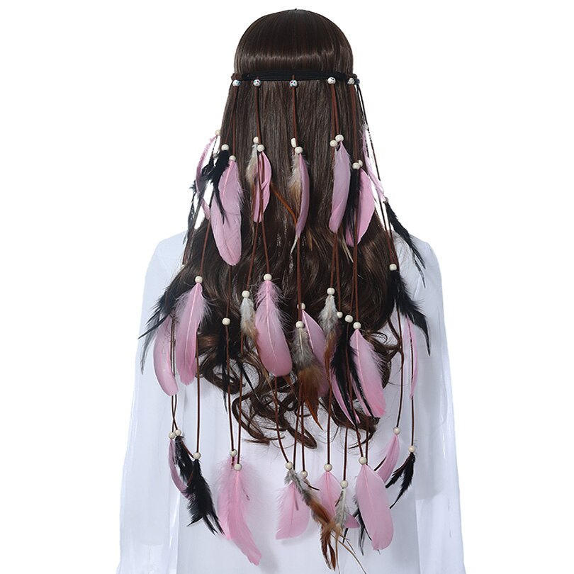 Feather Headband AWAYTR Rope Crown for Women Headwear Festival Hair Accessories Summer Beach Headpieces