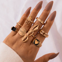 Load image into Gallery viewer, CYGJFC Woman Vintage Gold Plated Cystal Heart Ring Sets Floral Steampunk Rings Snake Fashion Jewrly Lady Hip Hop Ring