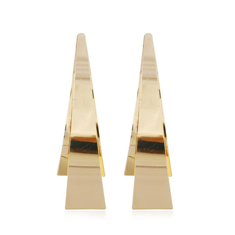 Gold Color Metal Drop Earrings Irregular Hollow Heart Pendants Earrings Twisted Geometric Personality Earrings for Women