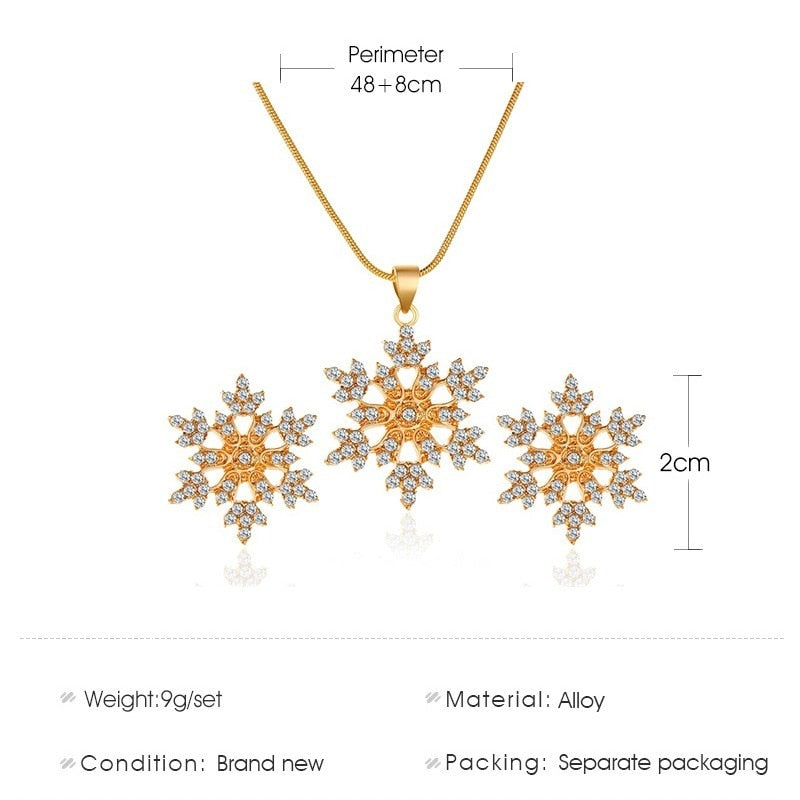 3 Pcs/set Snowflake Necklace Earrings Christmas Luxury Jewelry Set Accessories Christmas Valentine&#39;s Party Gifts 2022 New