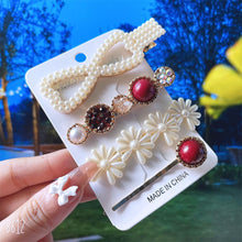 Load image into Gallery viewer, Korean Pearl Hair Clips Set for Women Fashion Acrylic Geometric Barrette for Hair Pins Girl Flower Bow Hair Accessories 2022 New