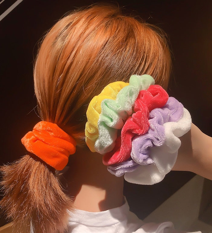 4.3 inch Velvet Scrunchie Elastic Hair Bands For Women Girls Ponytail Holder Hair Rope Rubber Band Headband Hair Accessories 062