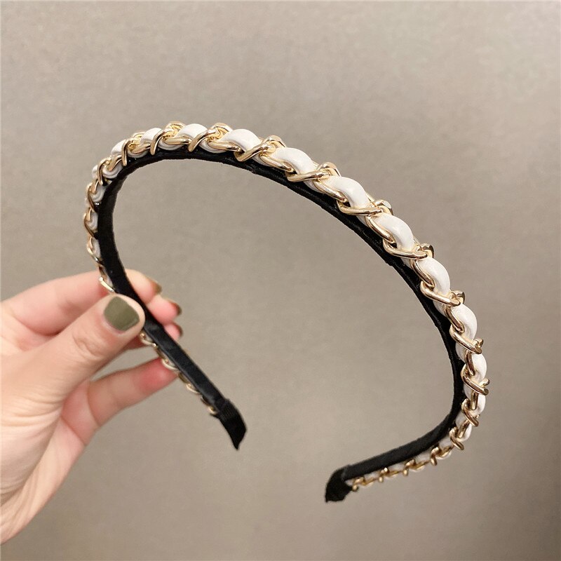 Vintage Shiny Glitter Sequin Alloy Chain Headband Simple Fashion Hair Accessories Metal temperament Hair Accessories For Women
