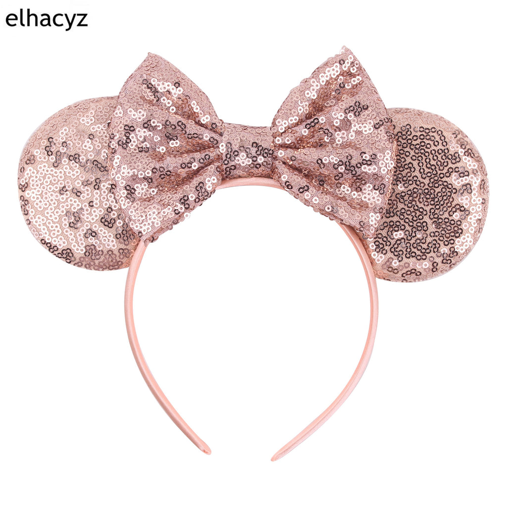 2022 Fashion Women Festival Hairband Mouse Ears Headband Sequins Hair Bows Character For Girls Hair Accessories Party Headwear