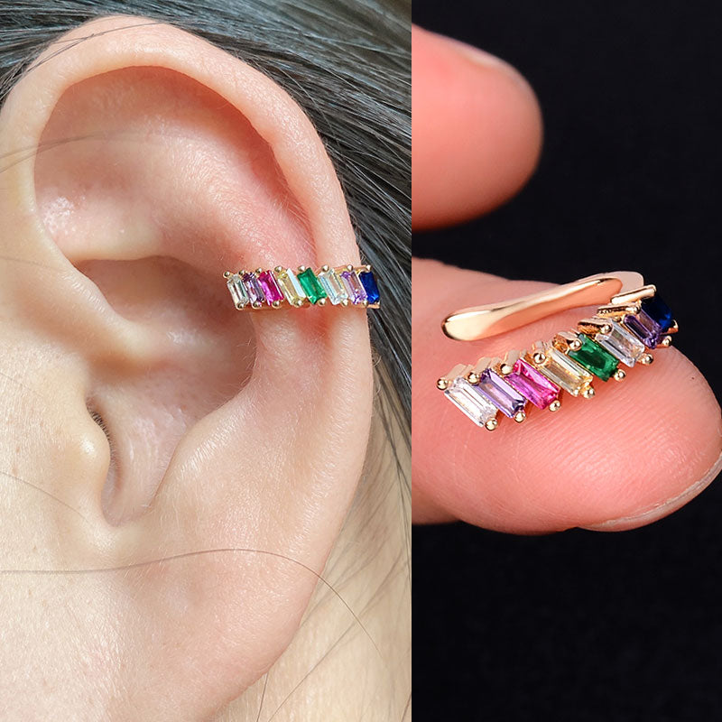 1PC Simple Single Ear Clip Sweet Cute Leaves Flower Ear Cuff Inlaid Zircon No Pierced Ear Bone Clip Women Fashion Party Jewelry