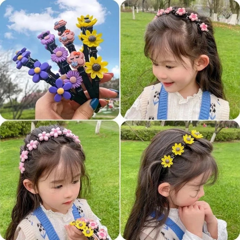 2022 New Children&#39;s Sweet Cute Flower Cartoon Braided Hair Band Hairpin Jewelry Girl Accessories Headwear