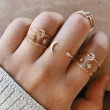 Load image into Gallery viewer, Bohemian Geometric Rings Sets Crystal Star Moon Flower Butterfly Constellation Knuckle Finger Ring Set For Women Fashion Jewelry