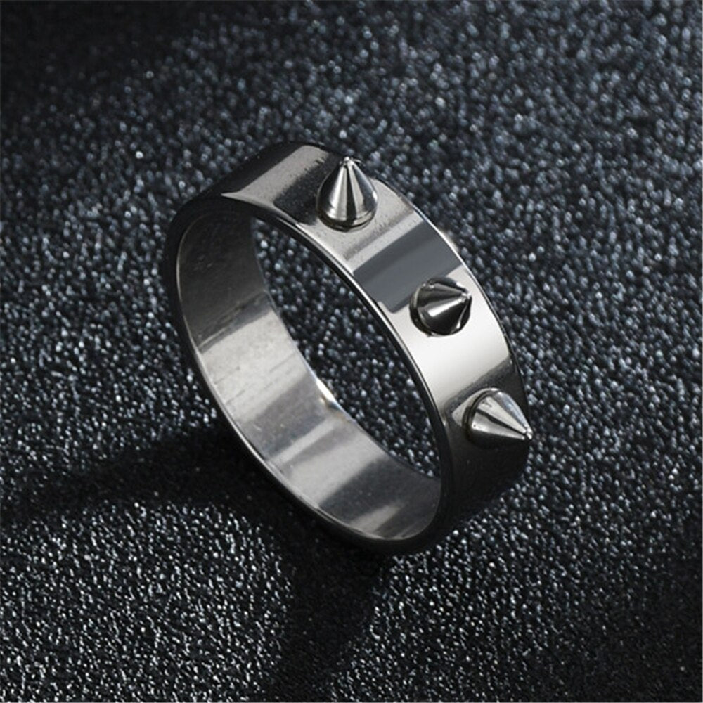 Hip Hop Self-defense Stainless Steel Ring Gothic Punk Style Metal 3 Spiked Emergency Defense Ring Men and Women&#39;s Thorn Jewelry
