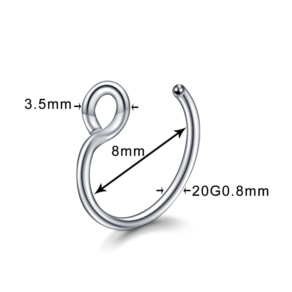 1Pc Stainless Steel Fake Nose Ring Hoop Septum Rings C Clip Lip Ring Earring for Women Fake Piercing Body Jewelry Non-Pierced
