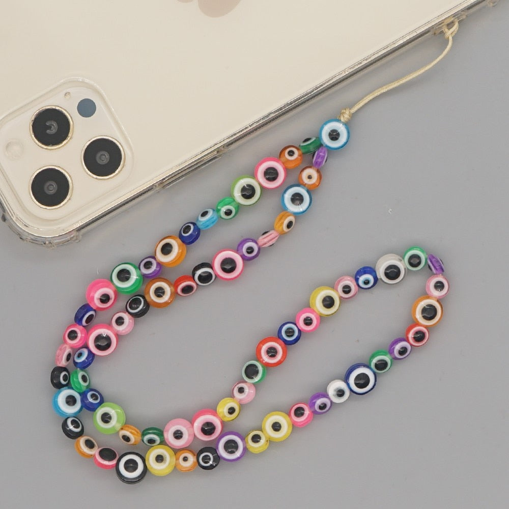 2022 Hot Cell Phone Chain Lanyard Beads Strap Colorful Chains For Mobile Star Charm Smiley Accessories Telephone Jewelry цепочка
